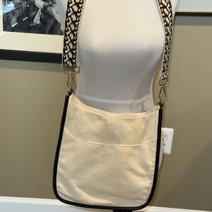 Elegant Beige and Black Crossbody Bag